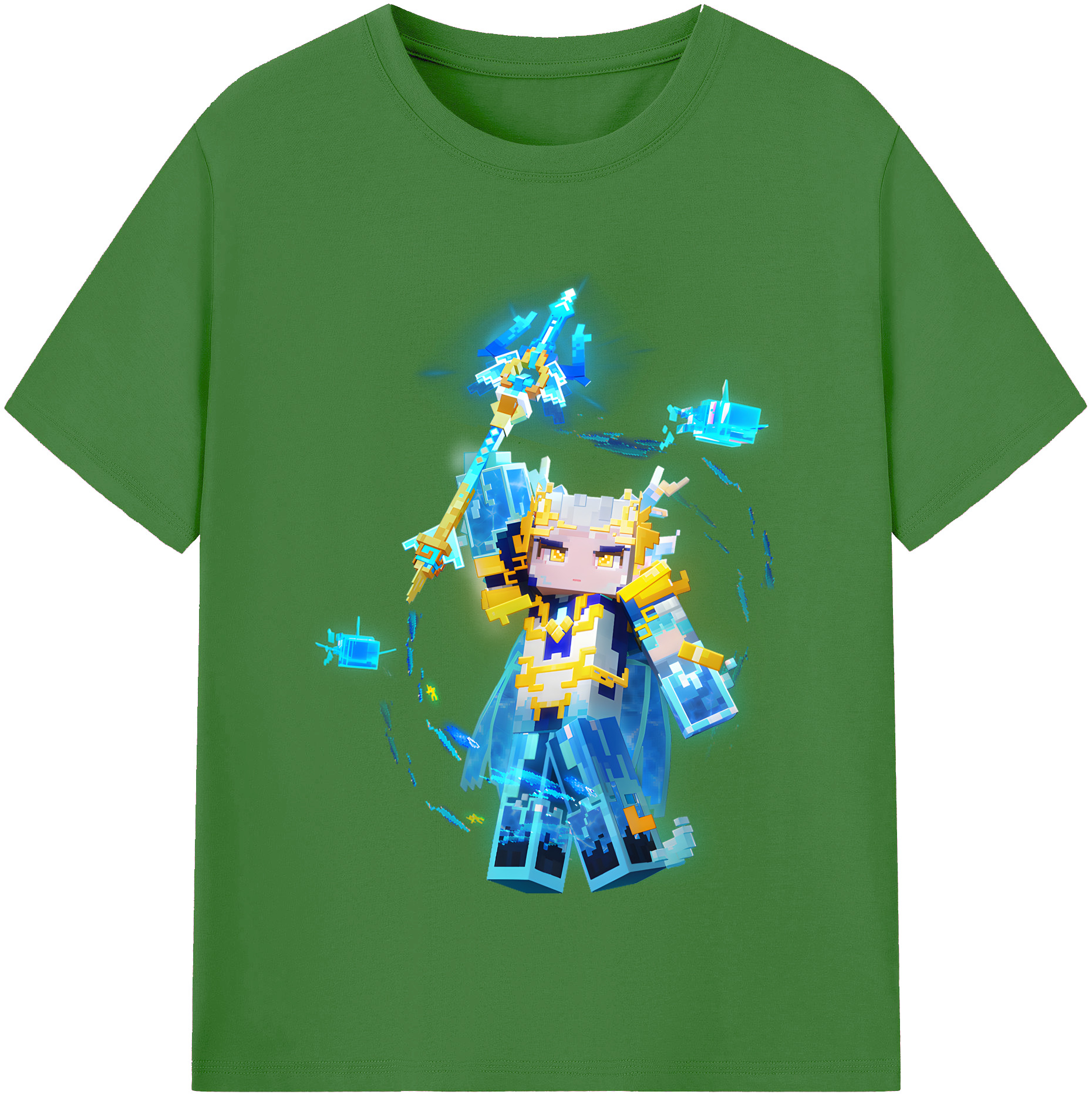 （画像用） マインクラフト ブロックの世界 Minecraft MC Block world レディースカジュアルプリントTシャツ（綿100％）